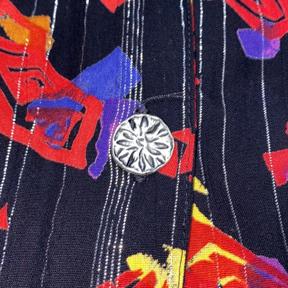 COPY - Vintage Cherry Creek button up black and red patterned blouse - Picture 4 of 10